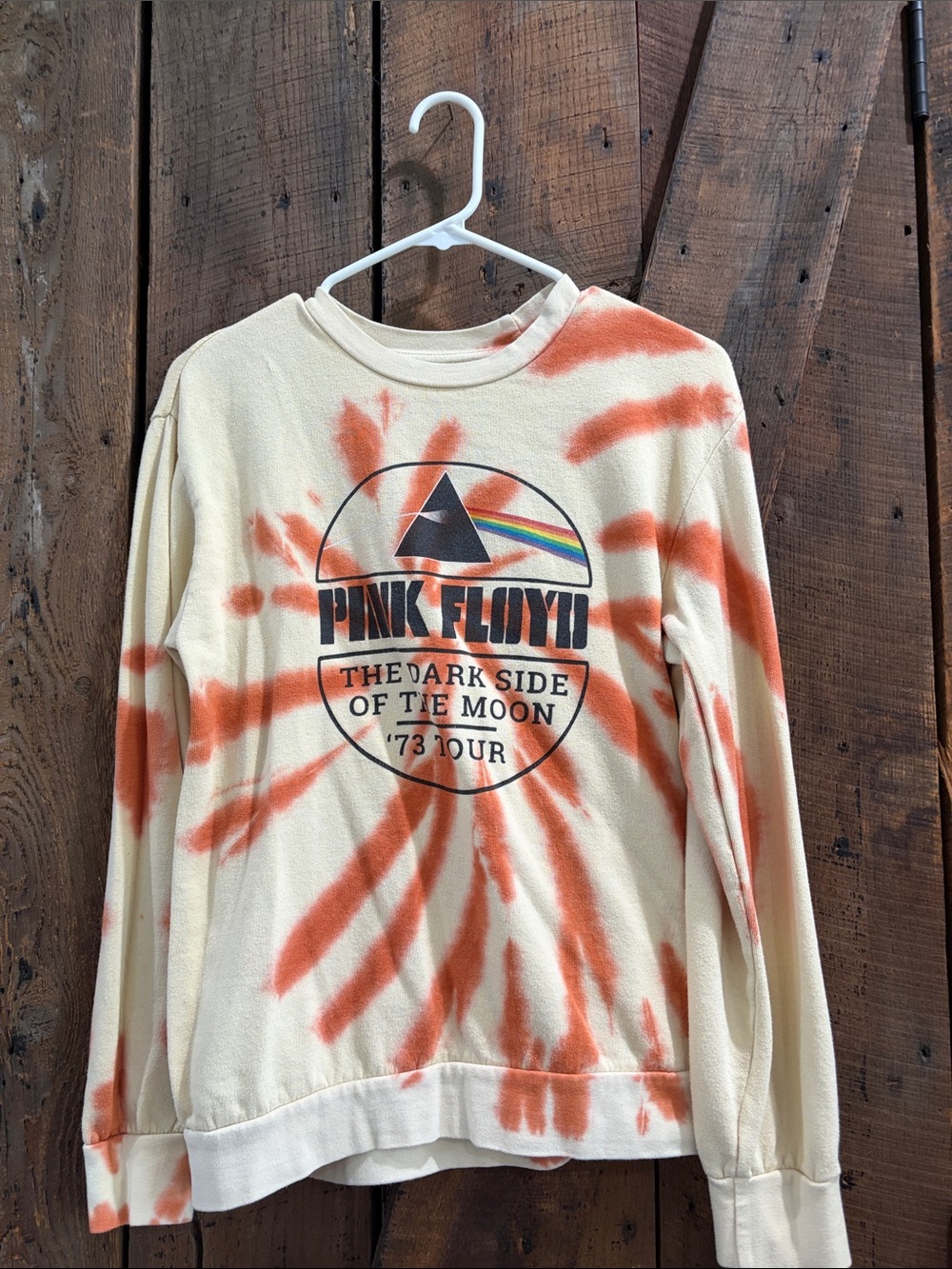 Pink Floyd Cream & Orange Tie-Dye Long Sleeve Tee